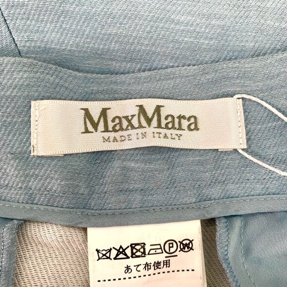Max Mara Womens Blue Linen Wide-Leg Pants Size 40 Made In Italy - Picture 6 of 8